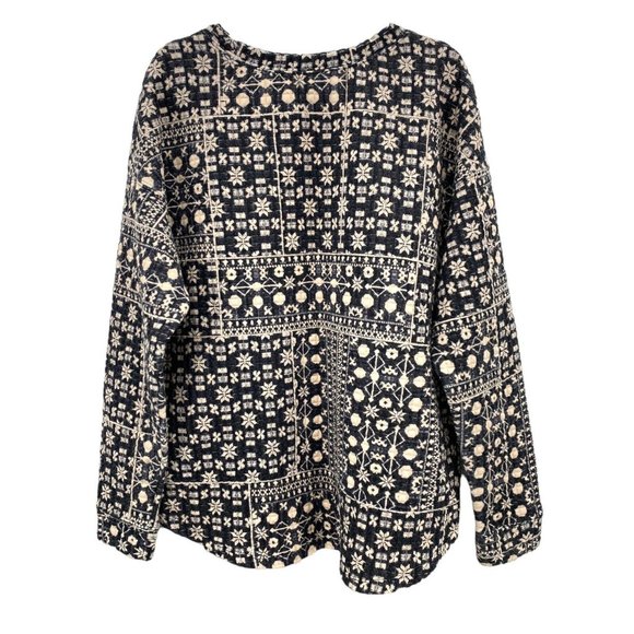 H&M Black Snowflake Quilted High‎ Low Sweater Sz M Winter Fall Christmas - Picture 2 of 5